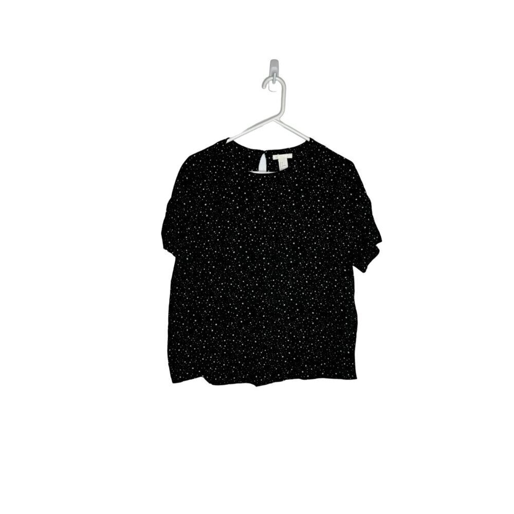 H&M Brand Stars Print Blouse Black Size 8